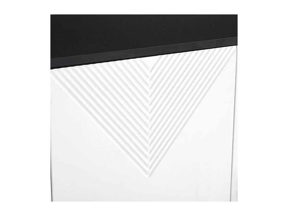 Buffet bohemian avec 3 portes blanches à rayures mates poignées et pieds dorés buffet noir