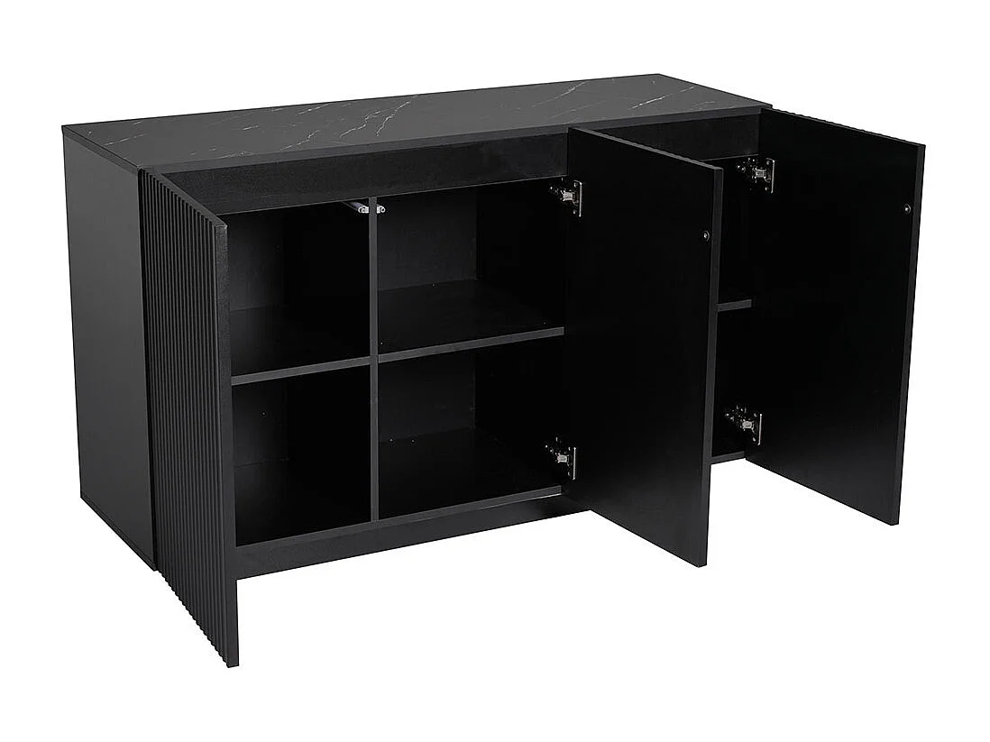 Buffet LED moderne avec éclairage aspect marbre intelligente Commande bluetooth rayures verticales noir