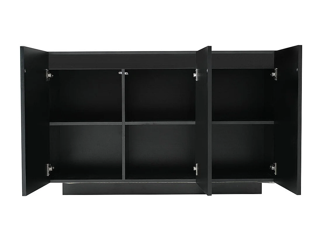 Buffet LED moderne avec éclairage aspect marbre intelligente Commande bluetooth rayures verticales noir