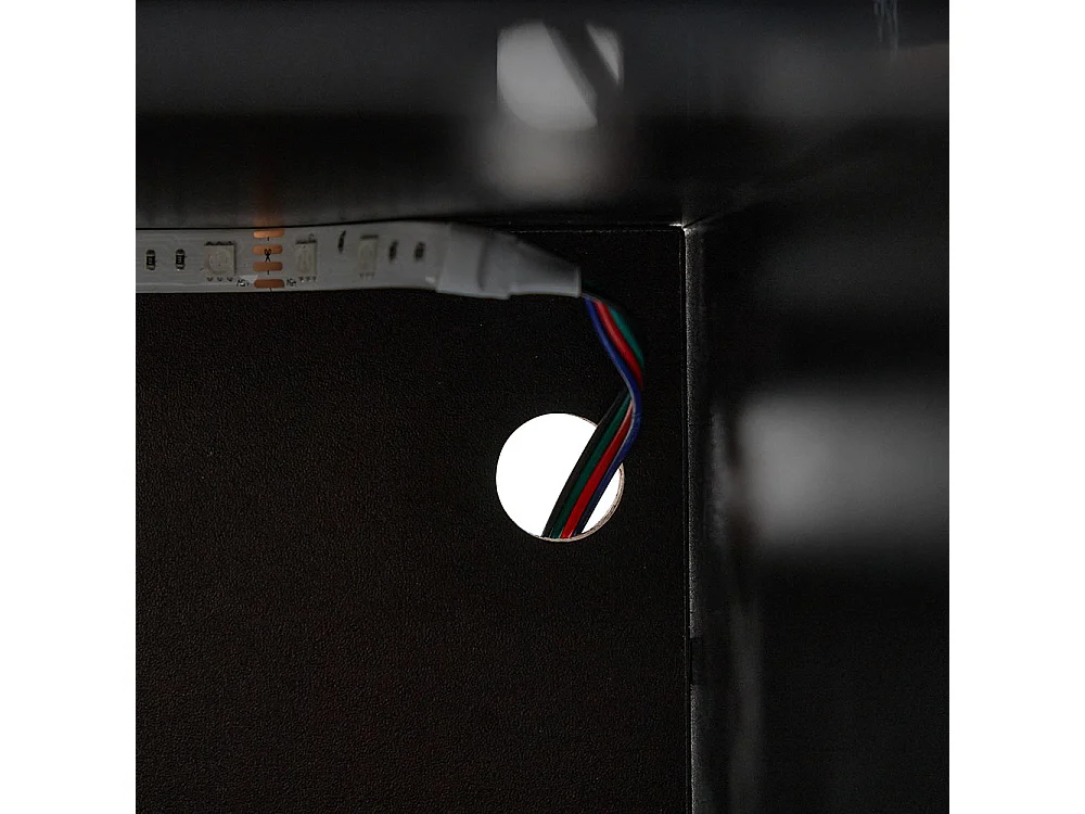 Vitrine LED brillante avec éclairage 1 étagère en verre vitrine sur pied armoire haute noir