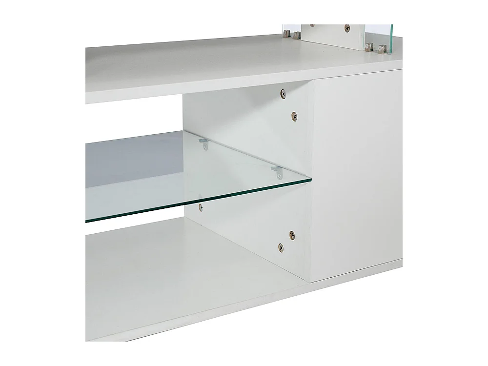 Meuble TV moderne à panneaux bas et finition brillante avec éclairage LED pour téléviseur 60 pouces tables blanc pur