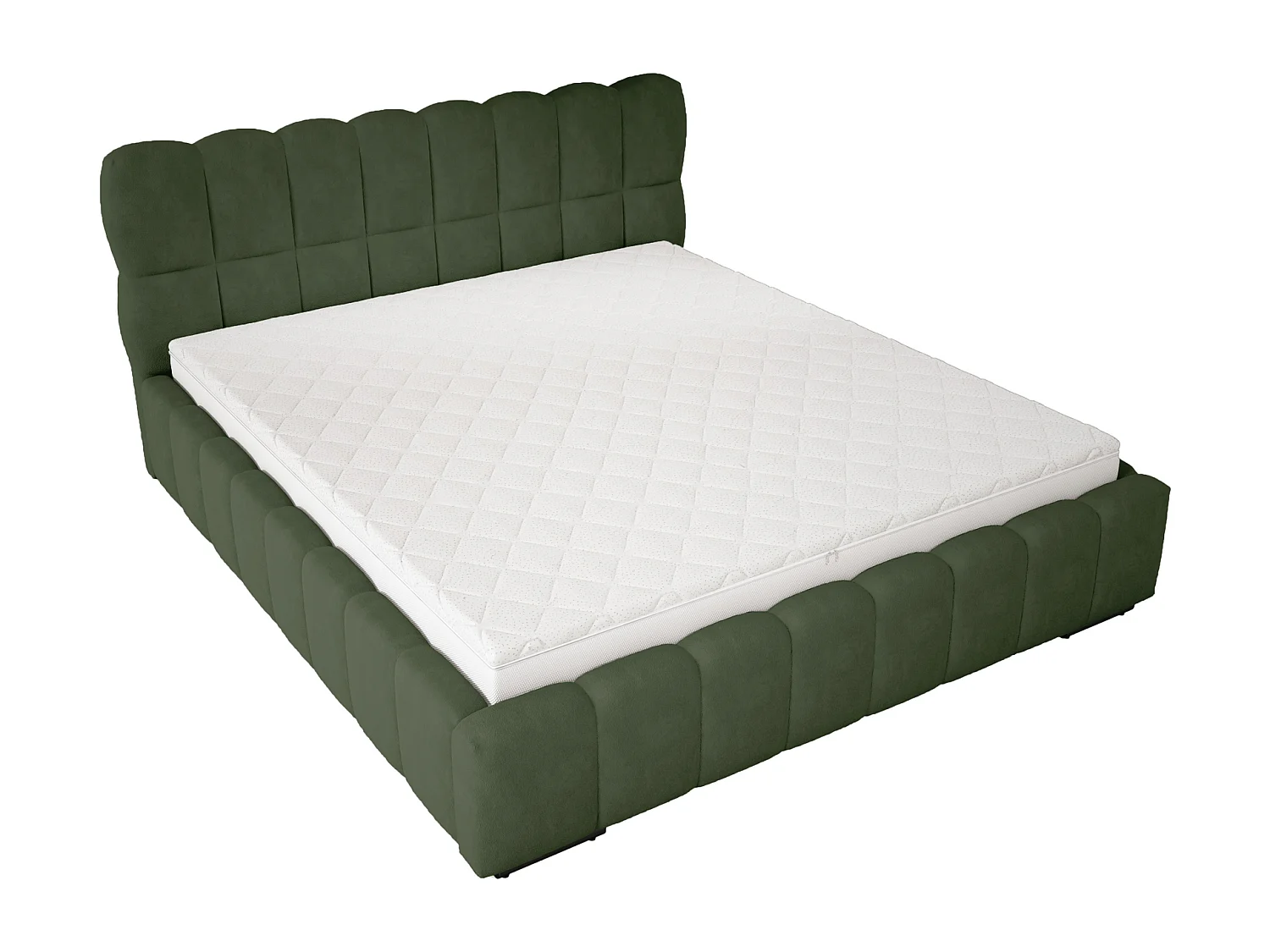Emporius Avilla lit double 160x200 avec sommier à Lattes, avec rangement - lit rembourré 160 x 200, lit Vert (Komodo 61)