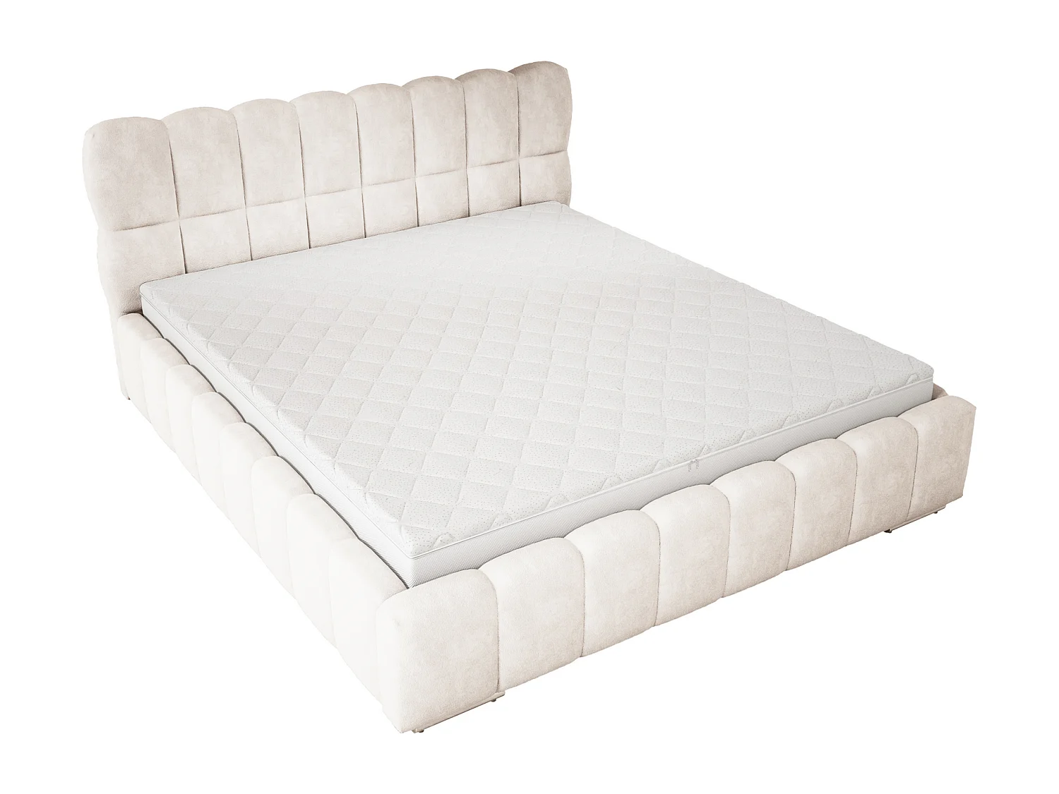 Emporius Avilla lit double 180x200 avec sommier à Lattes, avec rangement - lit rembourré 180 x 200, lit Crème (Komodo 10)