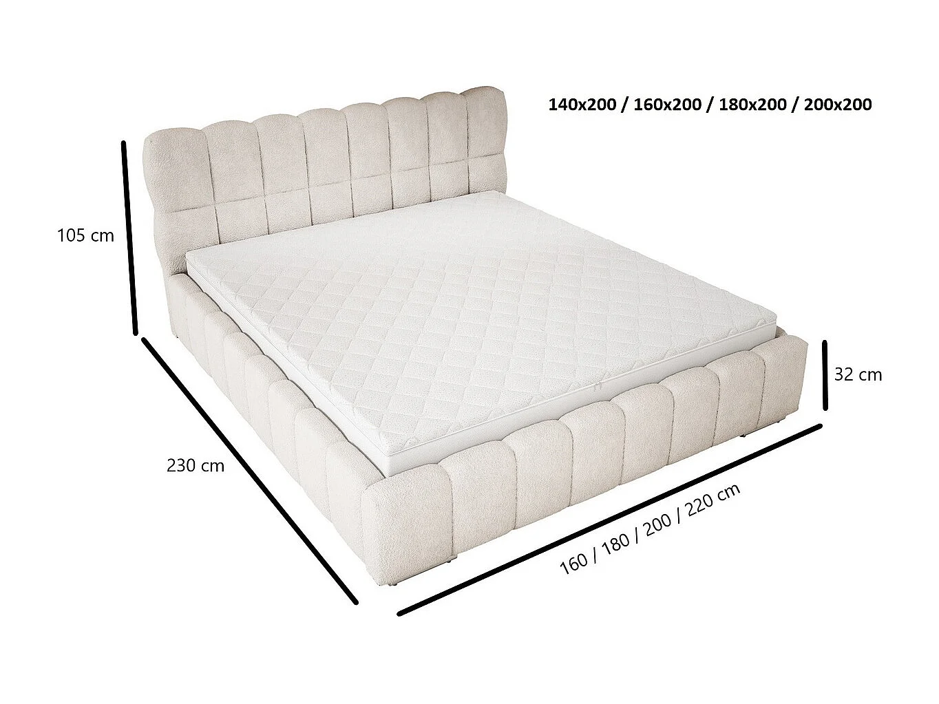 Emporius Avilla gestoffeerd bed 180 x 200 - tweepersoonsbed met opbergruimte, bed met bedlade - fluwelen, Lichtgrijs (Komodo 20)
