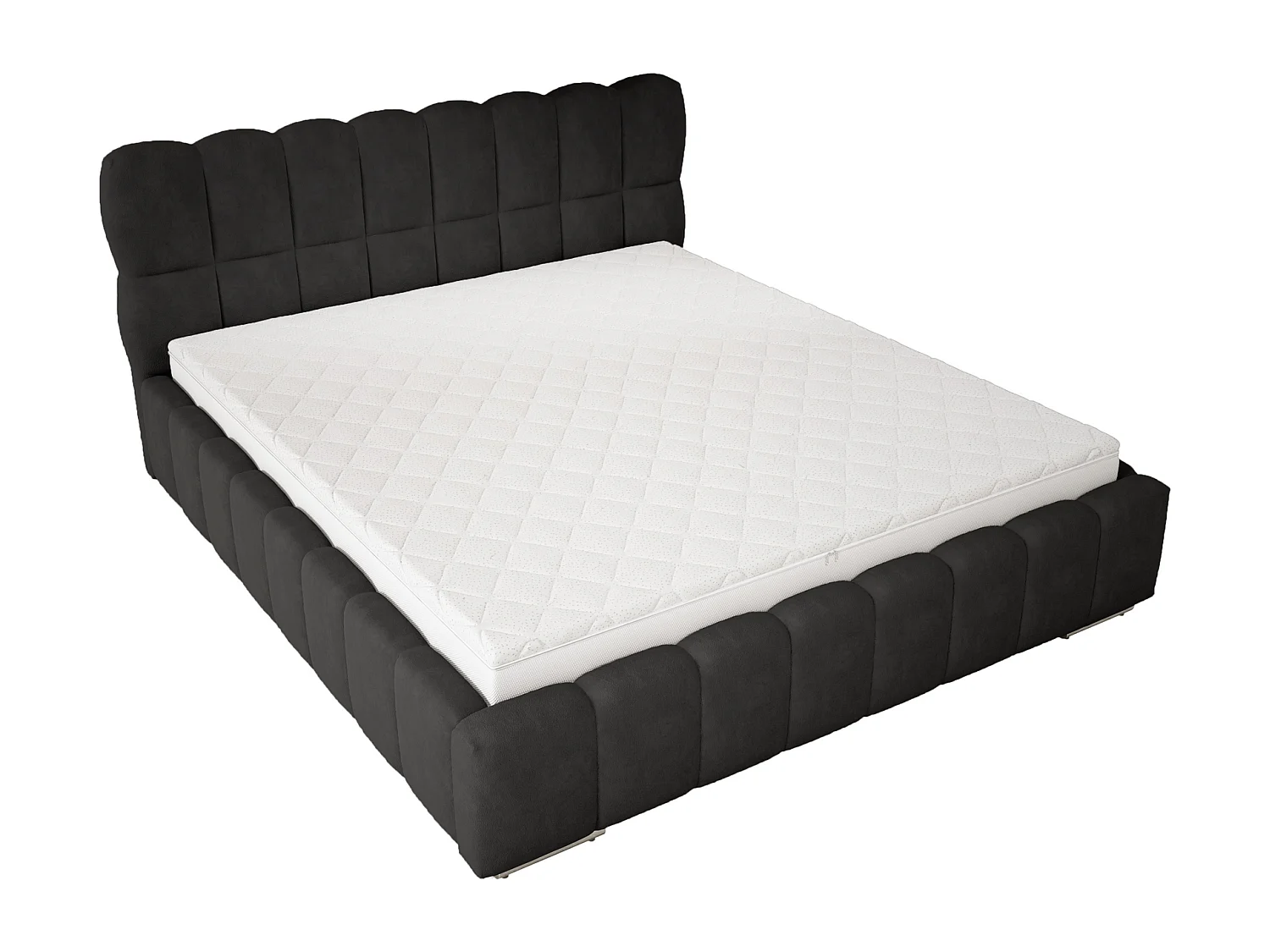 Emporius Avilla gestoffeerd bed 140 x 200 - tweepersoonsbed met opbergruimte, bed met bedlade - fluwelen, Zwart (Komodo 23)