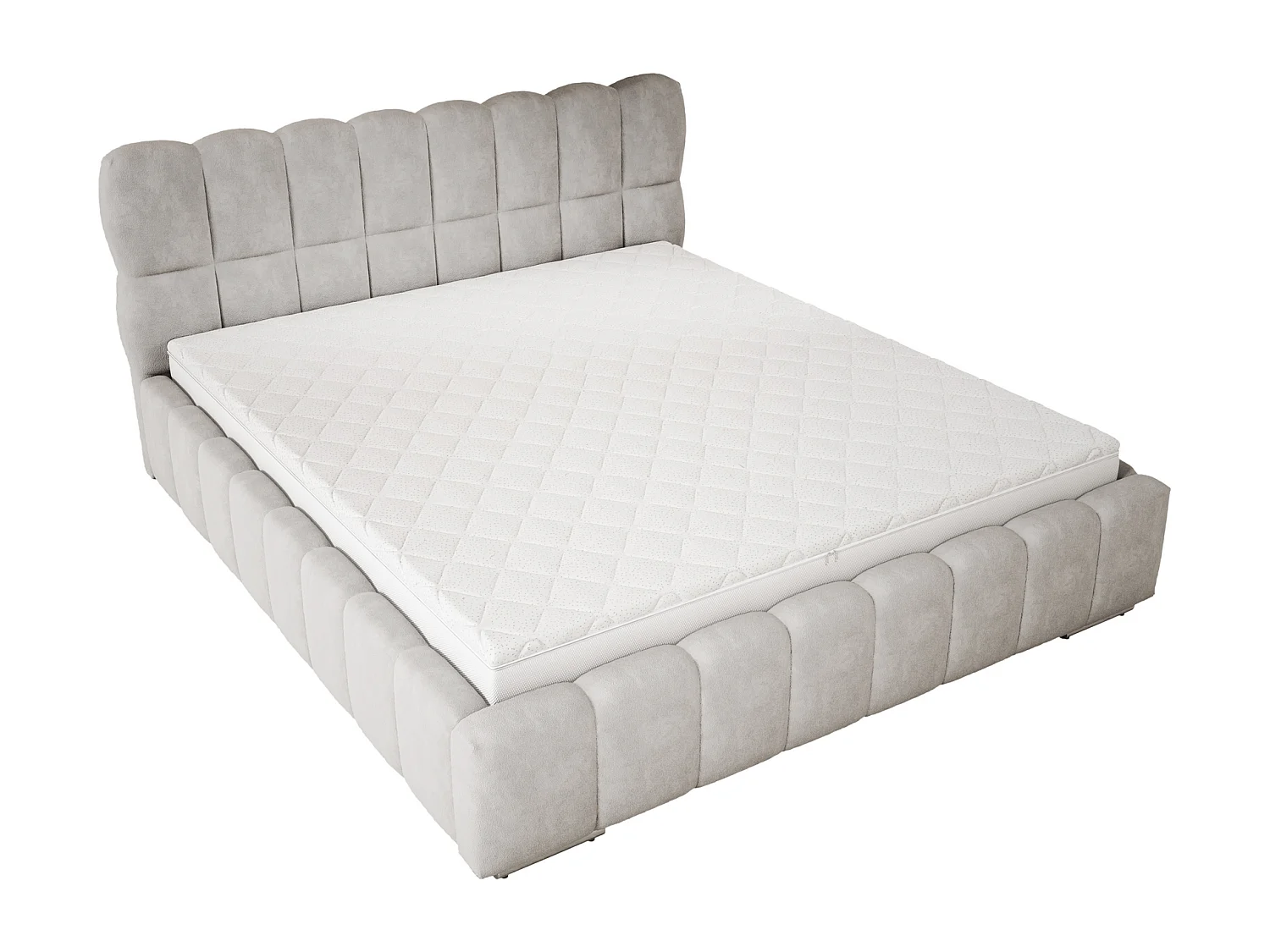 Emporius Avilla gestoffeerd bed 160 x 200 - tweepersoonsbed met opbergruimte, bed met bedlade - fluwelen, Lichtgrijs (Komodo 20)