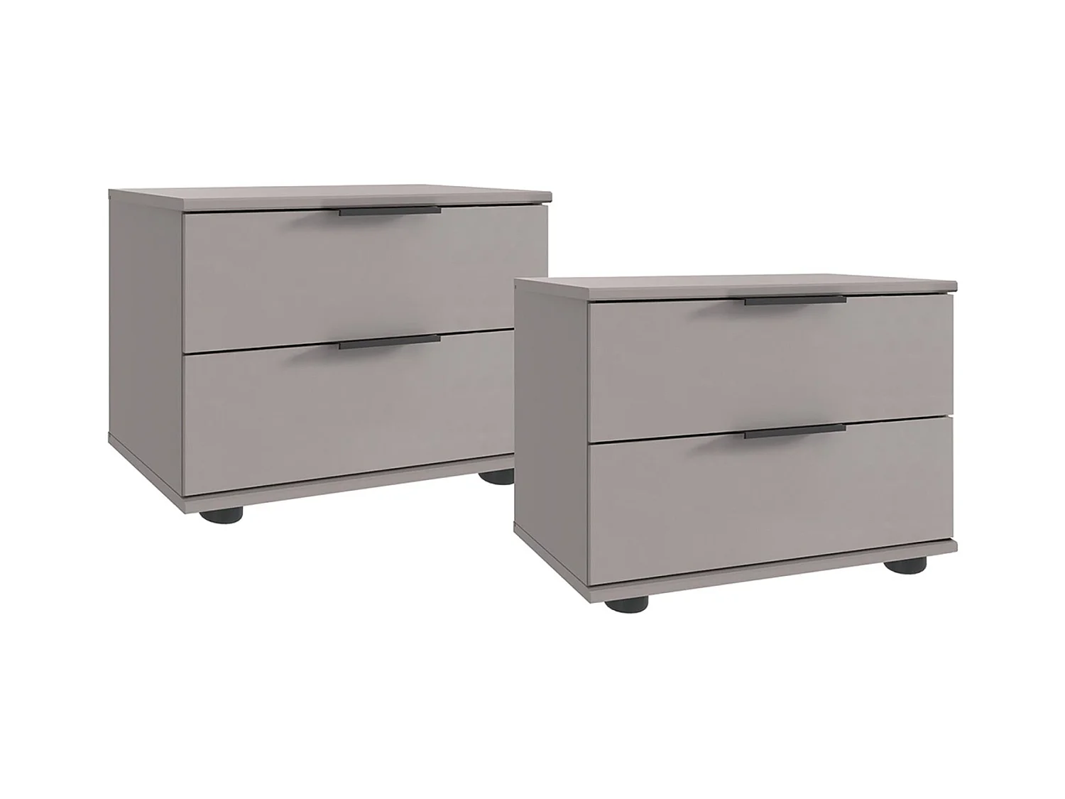 Lot de 2 tables de chevets, table de nuits avec 2 tiroirs coloris Gris, rechampis graphite - Longueur 104 x Hauteur 40 x Profondeur 38 cm 