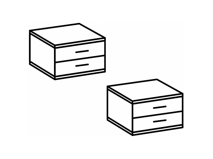 Lot de 2 tables de chevets, table de nuits avec 2 tiroirs coloris Gris, rechampis graphite - Longueur 104 x Hauteur 40 x Profondeur 38 cm 