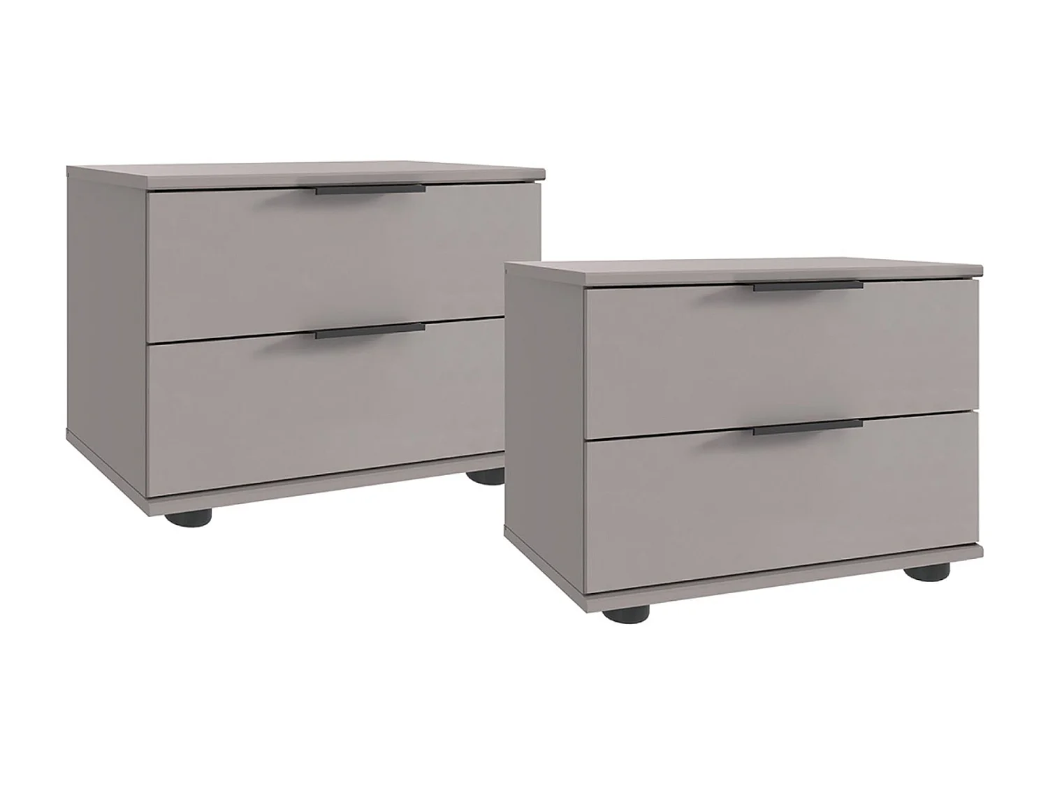 Lot de 2 tables de chevets, table de nuits avec 2 tiroirs coloris Gris, rechampis graphite - Longueur 104 x Hauteur 40 x Profondeur 38 cm 