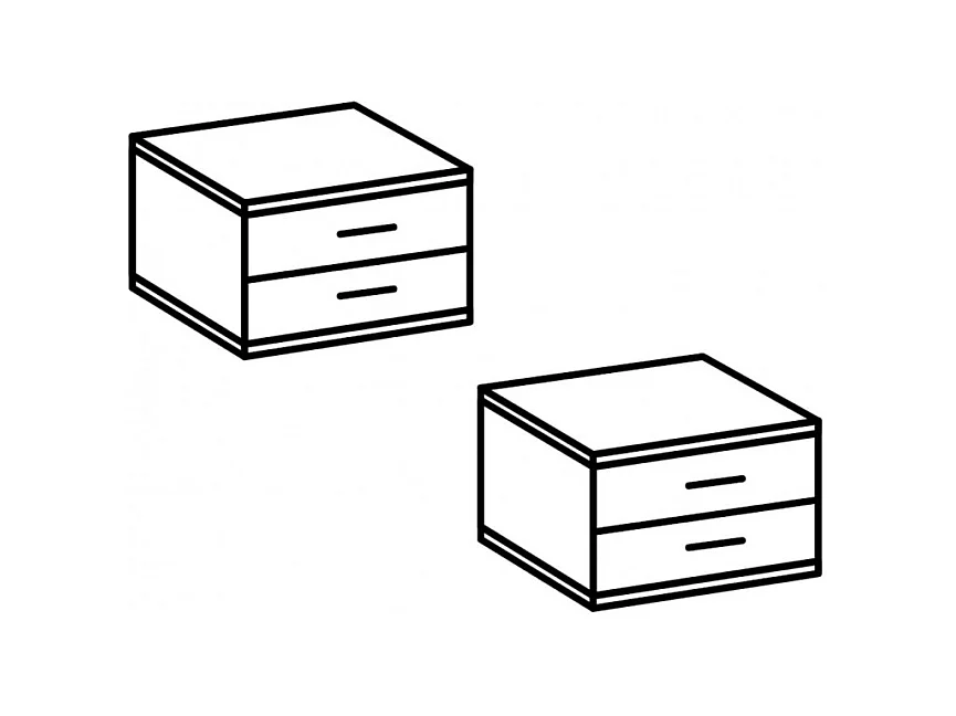 Lot de 2 tables de chevets, table de nuits avec 2 tiroirs coloris graphite, noir - Longueur 104 x Hauteur 40 x Profondeur 38 cm 