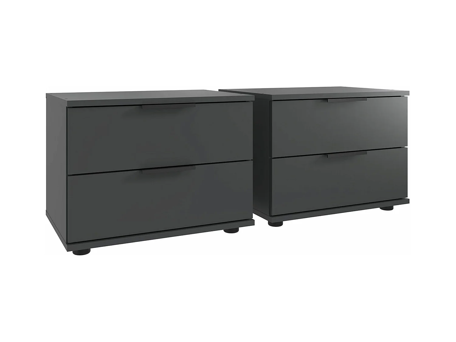 Lot de 2 tables de chevets, table de nuits avec 2 tiroirs coloris graphite, noir - Longueur 104 x Hauteur 40 x Profondeur 38 cm 