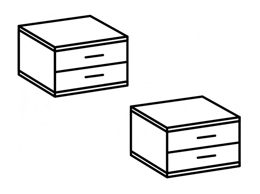 Lot de 2 tables de chevets, table de nuits avec 2 tiroirs coloris graphite, noir - Longueur 104 x Hauteur 40 x Profondeur 38 cm 