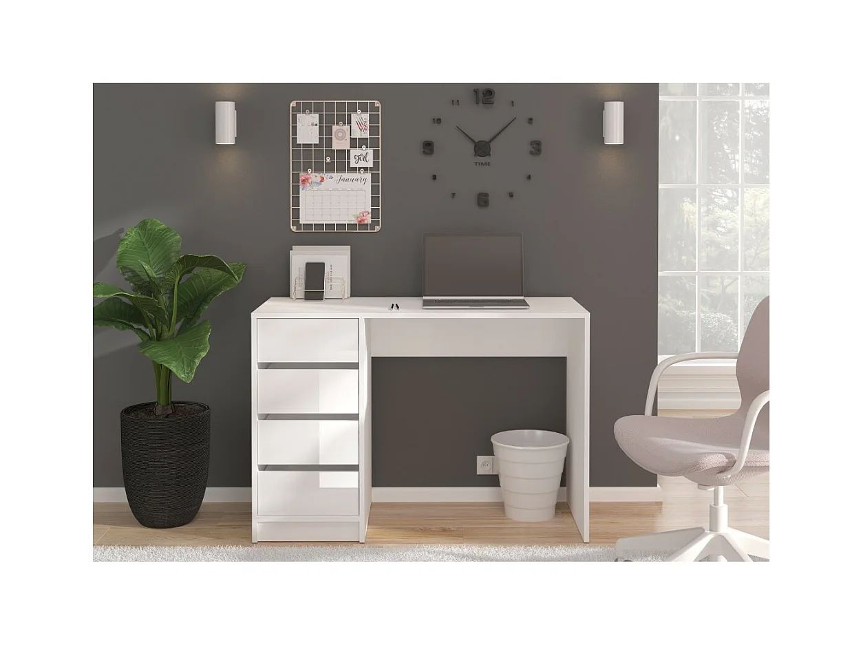 Coiffeuse ESTRELLA blanca sin espejo – 110 cm, 4 cajones, estilo clásico