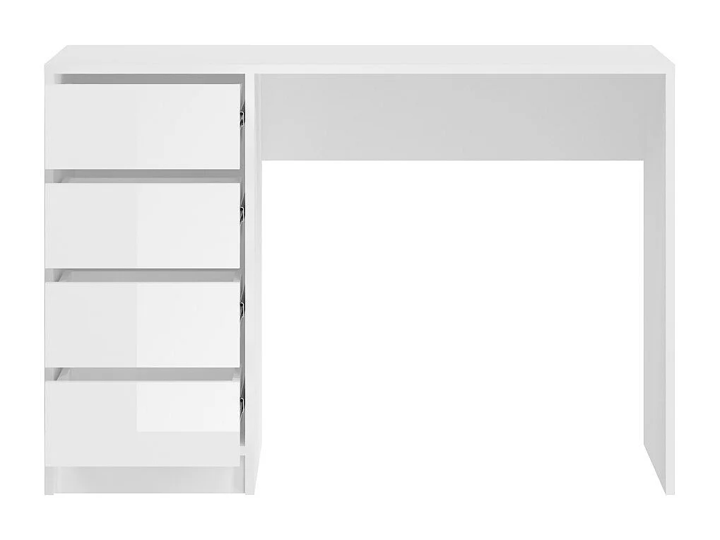 Coiffeuse ESTRELLA blanche sans miroir – 110 cm, 4 tiroirs, style classique