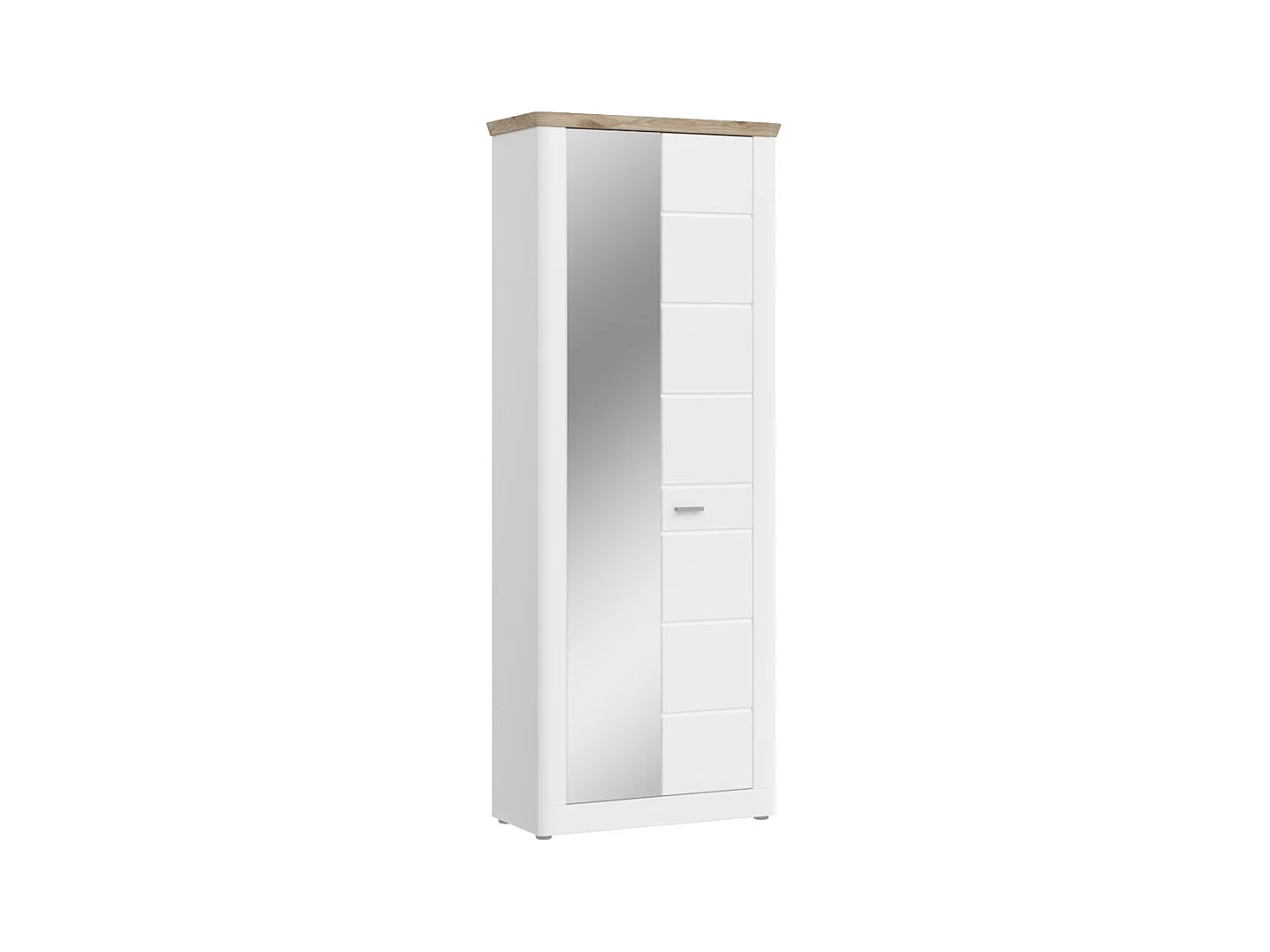 Meuble à chaussures CAMPAGNA blanc mat avec miroir – 2 portes, 6 étagères