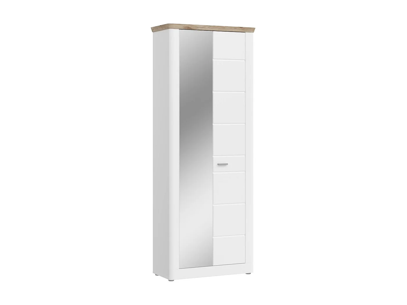 Mueble para zapatos CAMPAGNA blanco mate con espejo – 2 puertas, 6 estantes
