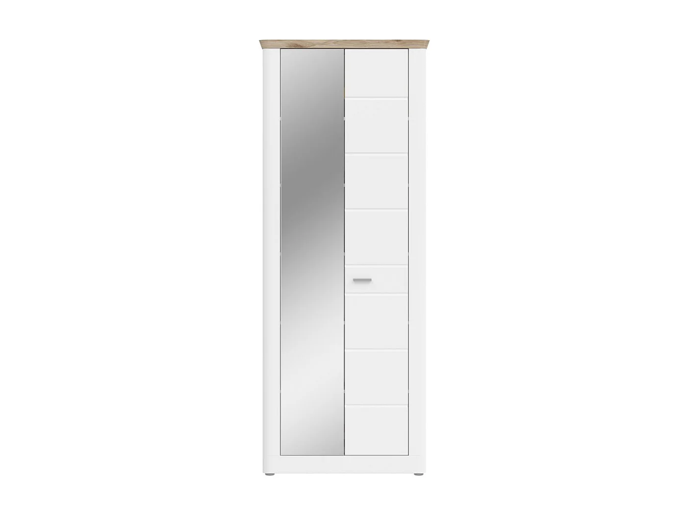 Mueble para zapatos CAMPAGNA blanco mate con espejo – 2 puertas, 6 estantes