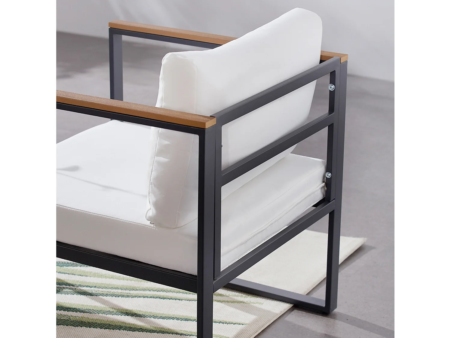 Loungeset voor tuin 2-zits antraciet grijs en houtlook + tafel VIGO