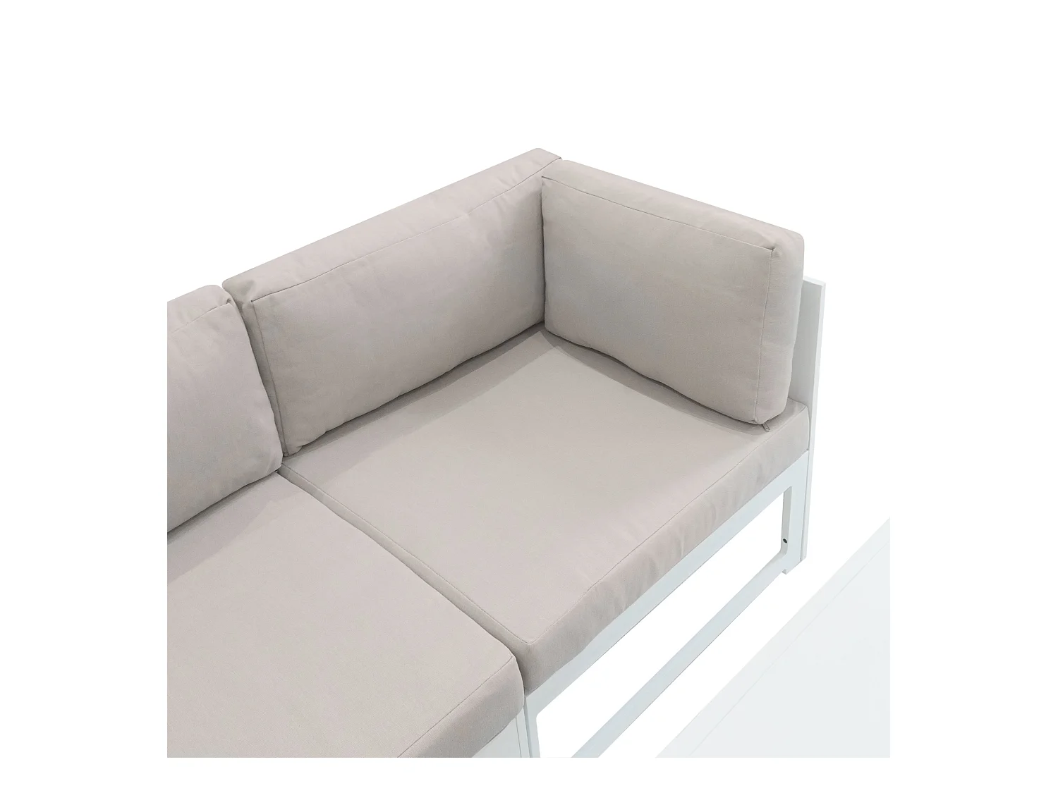 Modulares Gartenmöbel Set Groß Weiß 8-Sitzer U-Form Kissen-Sofa & Tisch mit Gas-Feuerstelle 9-teiliges Aluminium Lounge Sitz- und Essbereich mit Regenabdeckung