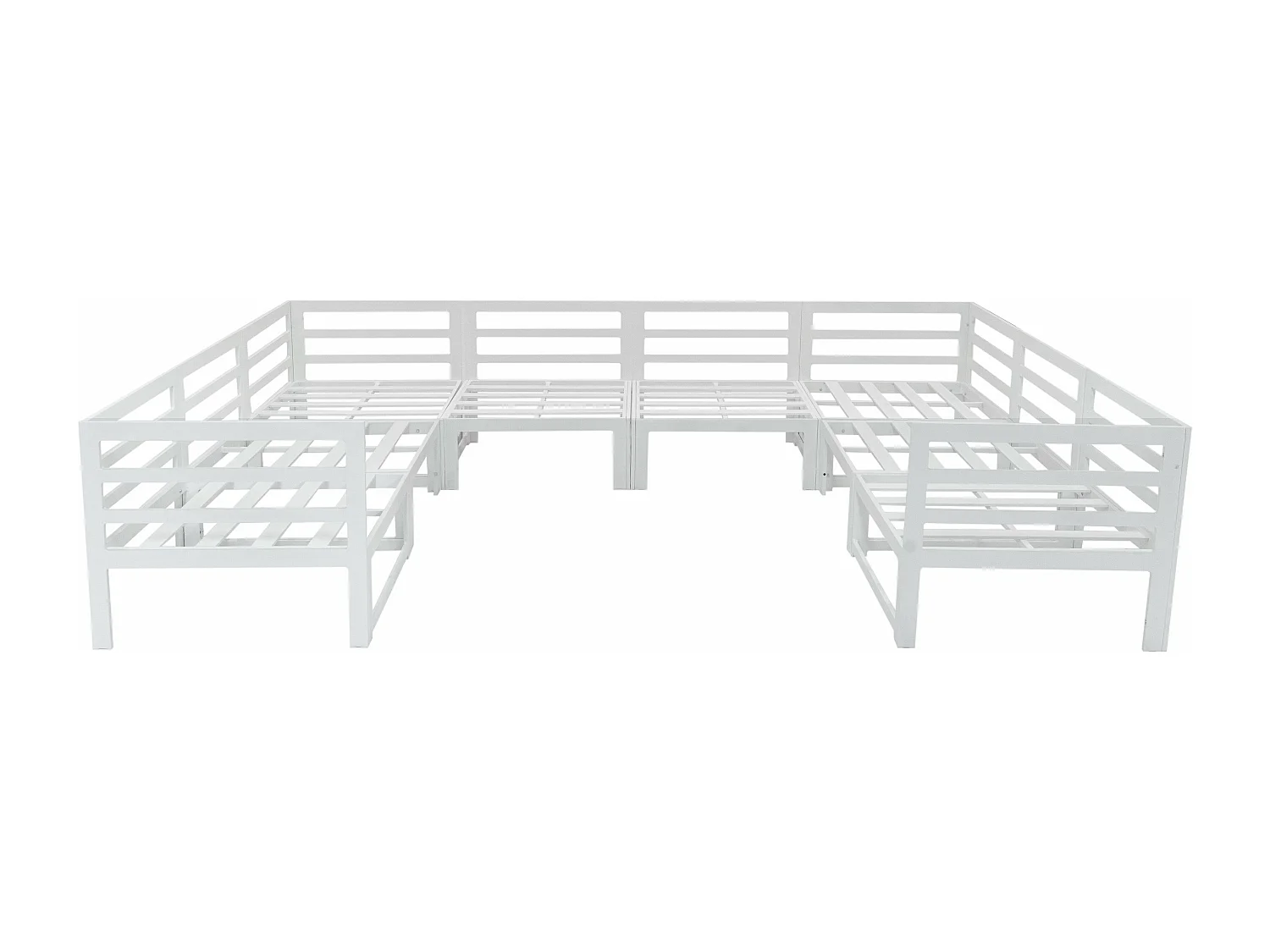 Mueble Modular de Jardín 9 Plazas Sillón y Mesa para Fogata - Blanco