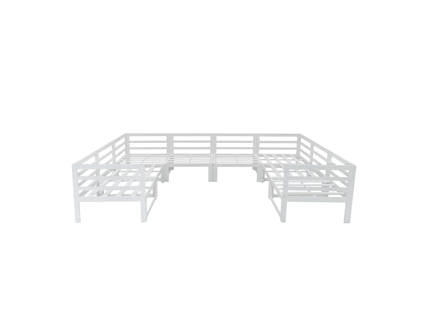 Modulaire Tuinmeubelen 9 Stuk Wit - Bank & Vuurtafel -  Loungeset voor Buiten