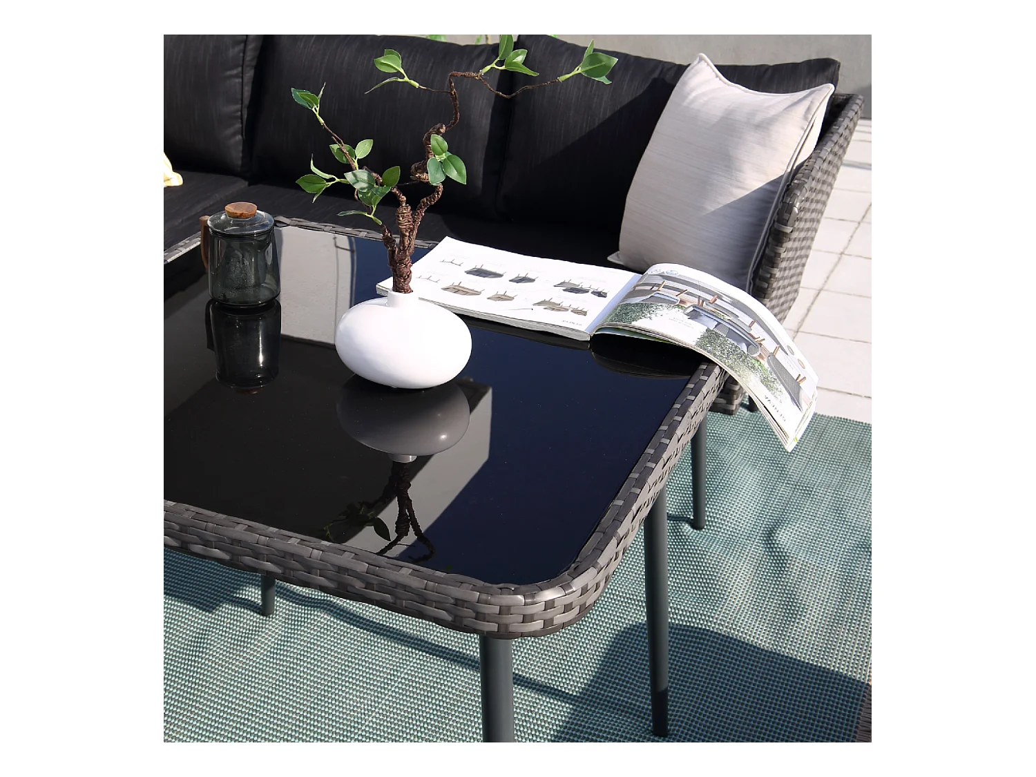 Gartenmöbelset 9 Plätze Polyrattan Anthrazitgrau BARACOA