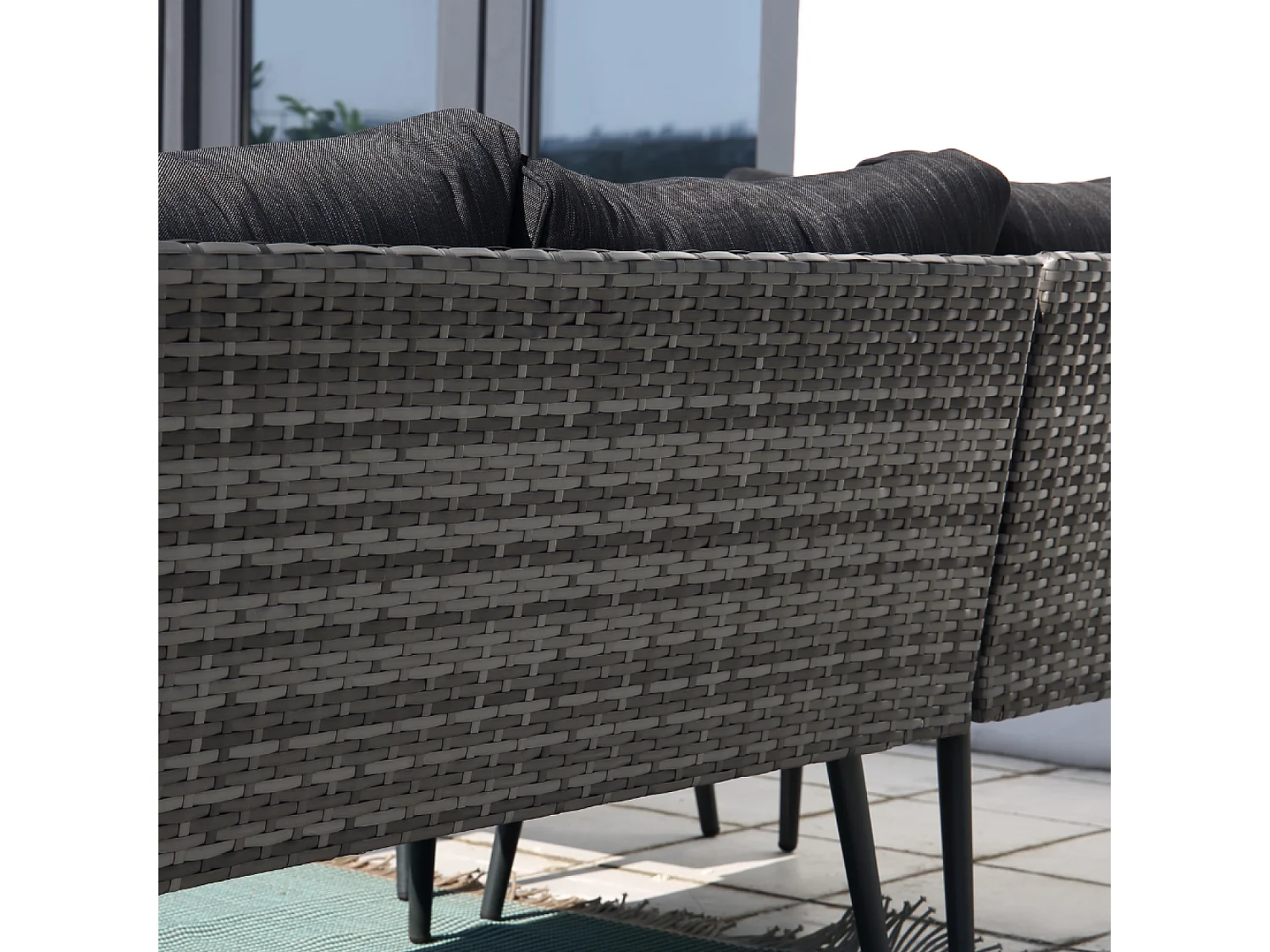 Gartenmöbelset 9 Plätze Polyrattan Anthrazitgrau BARACOA