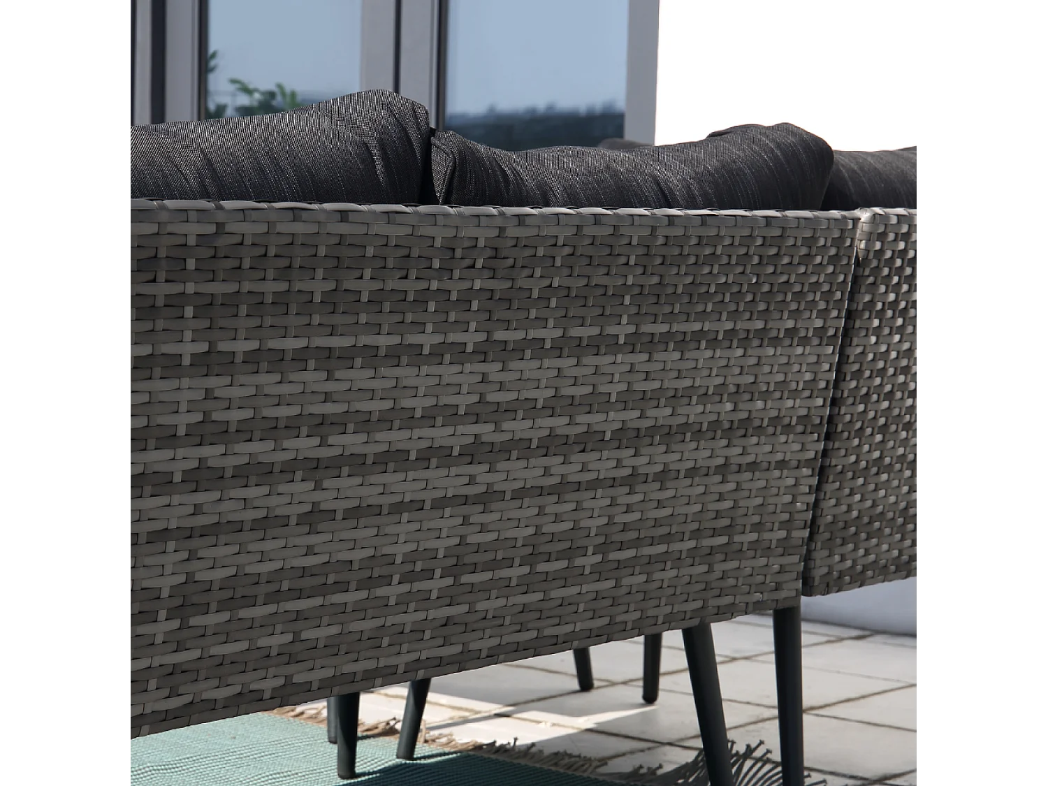 Conjunto de Jardim 9 Lugares Rattan Cinza Antracite BARACOA