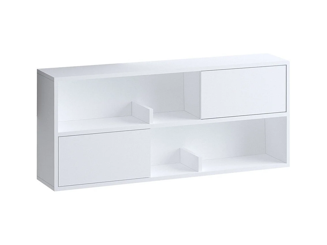 Consola suspendida blanca con 2 compartimentos y 2 puertas L120 cm - FORKIS