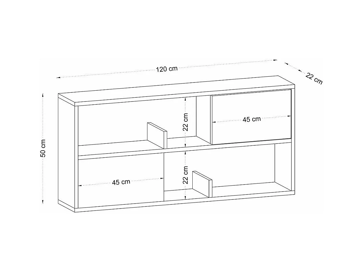 Consola suspendida blanca con 2 compartimentos y 2 puertas L120 cm - FORKIS