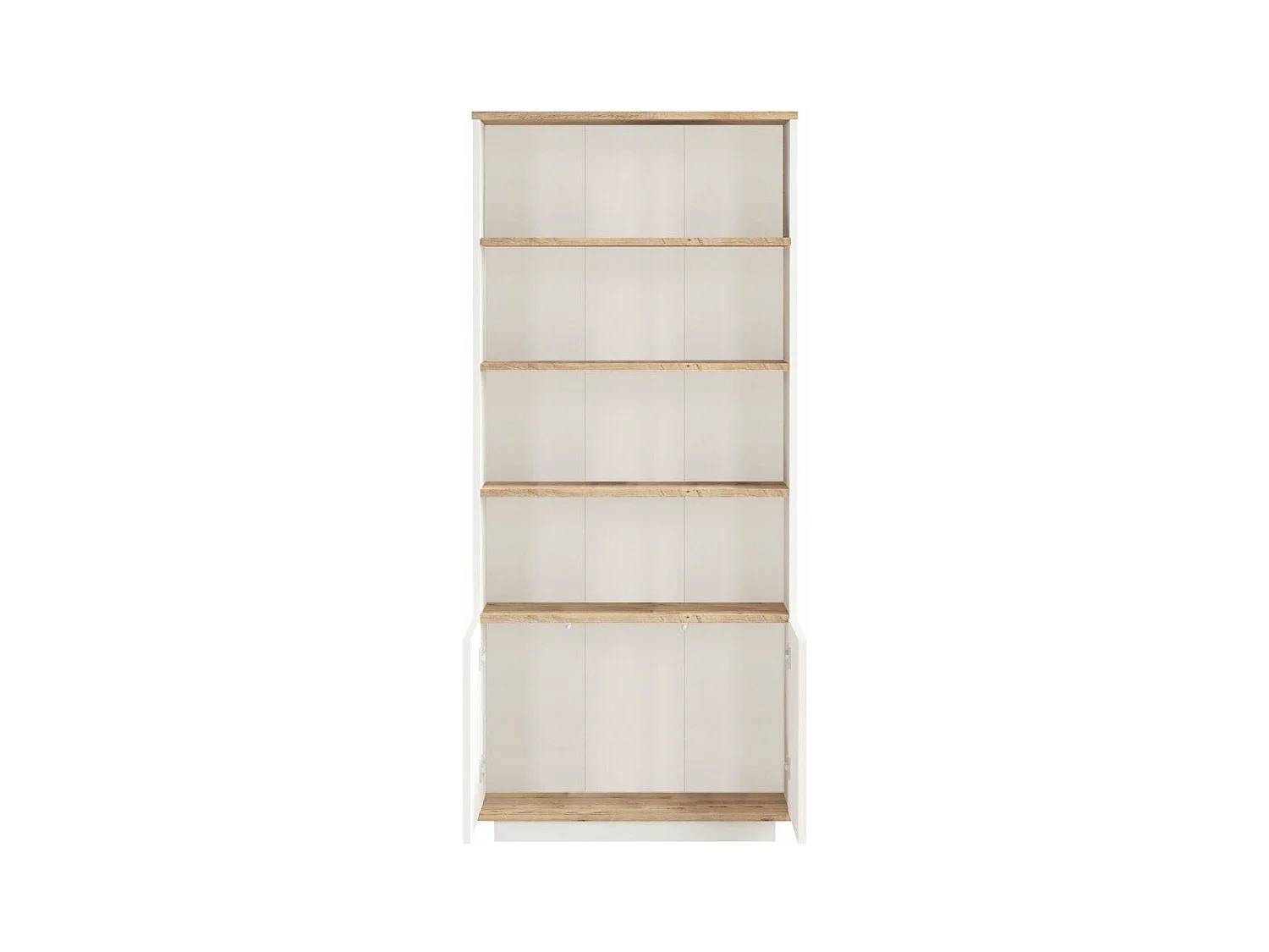 Bibliothèque 2 portes et 4 tablettes décor pin atlantique et blanc H168,3 cm