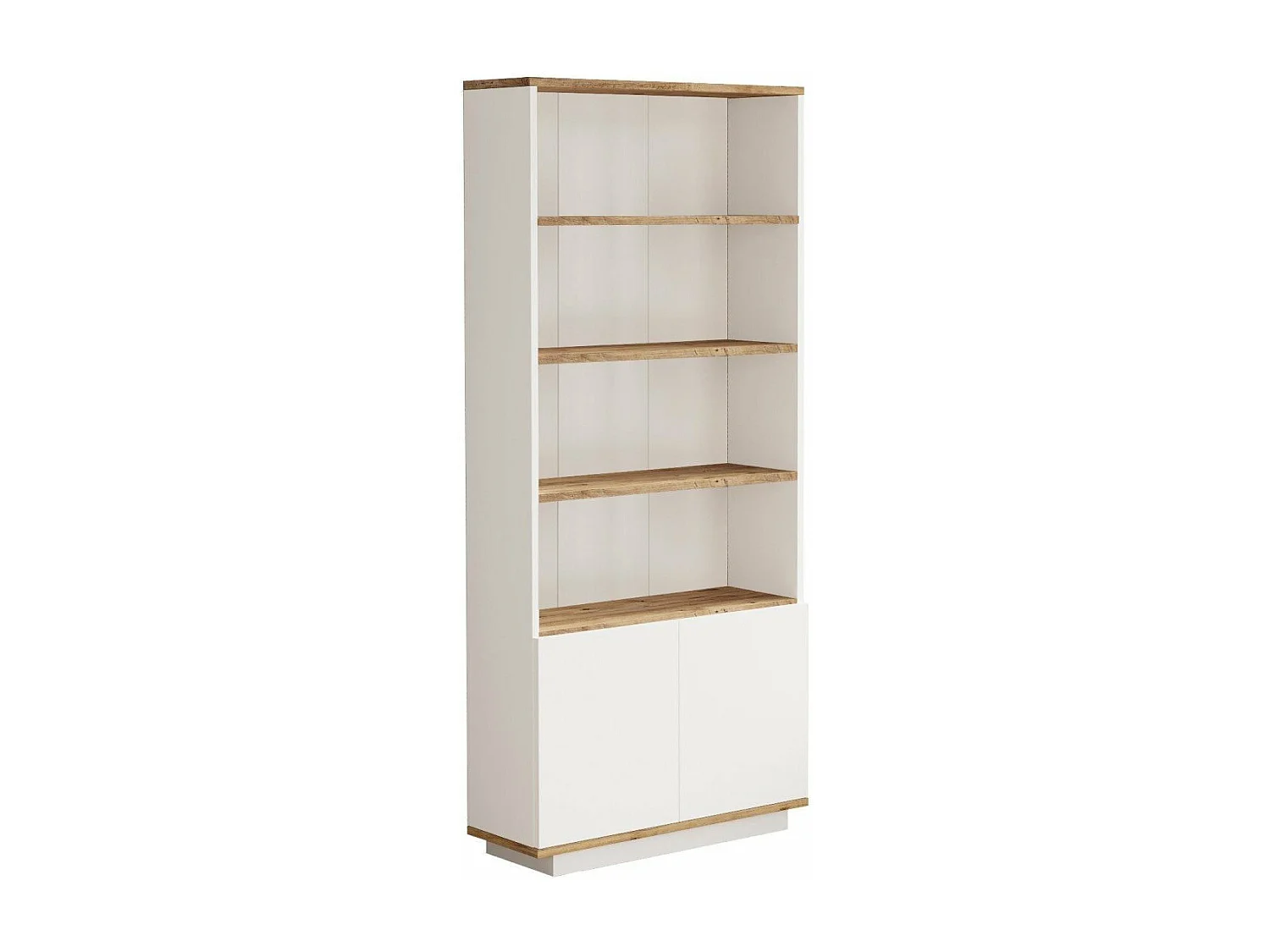 Libreria con 2 ante e 4 ripiani finitura pino atlantico e bianco H168,3 cm