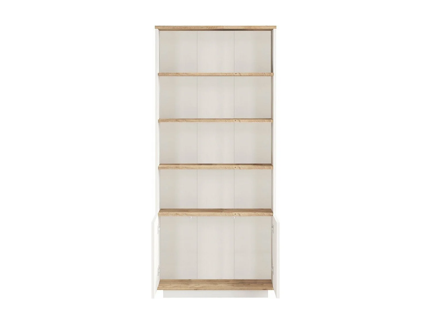 Libreria con 2 ante e 4 ripiani finitura pino atlantico e bianco H168,3 cm