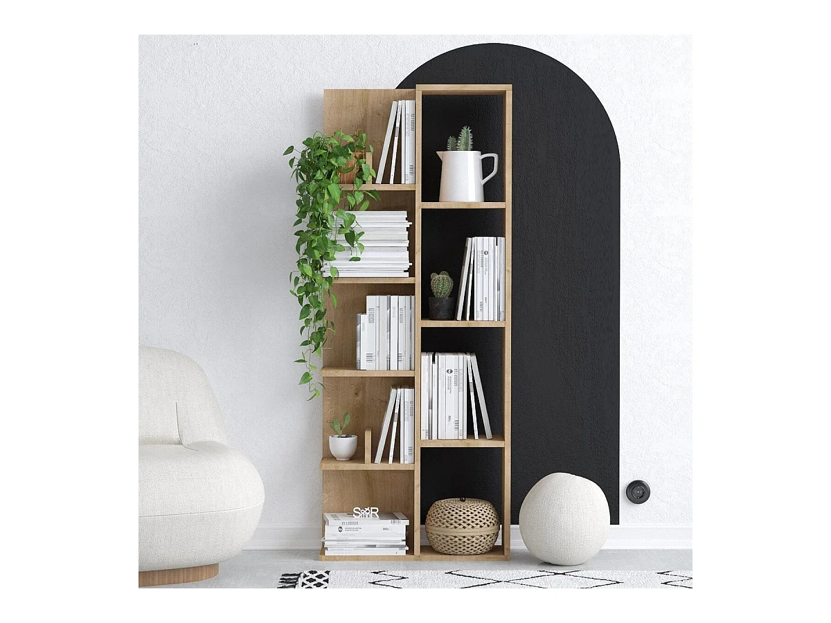 Bibliothèque 4 niches et 4 étagères H150 cm - LILY