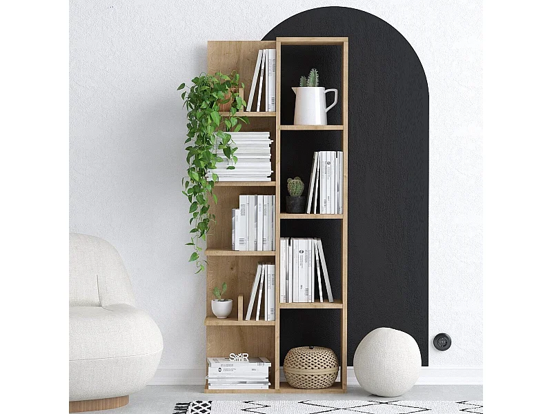 Bibliothèque 4 niches et 4 étagères H150 cm - LILY