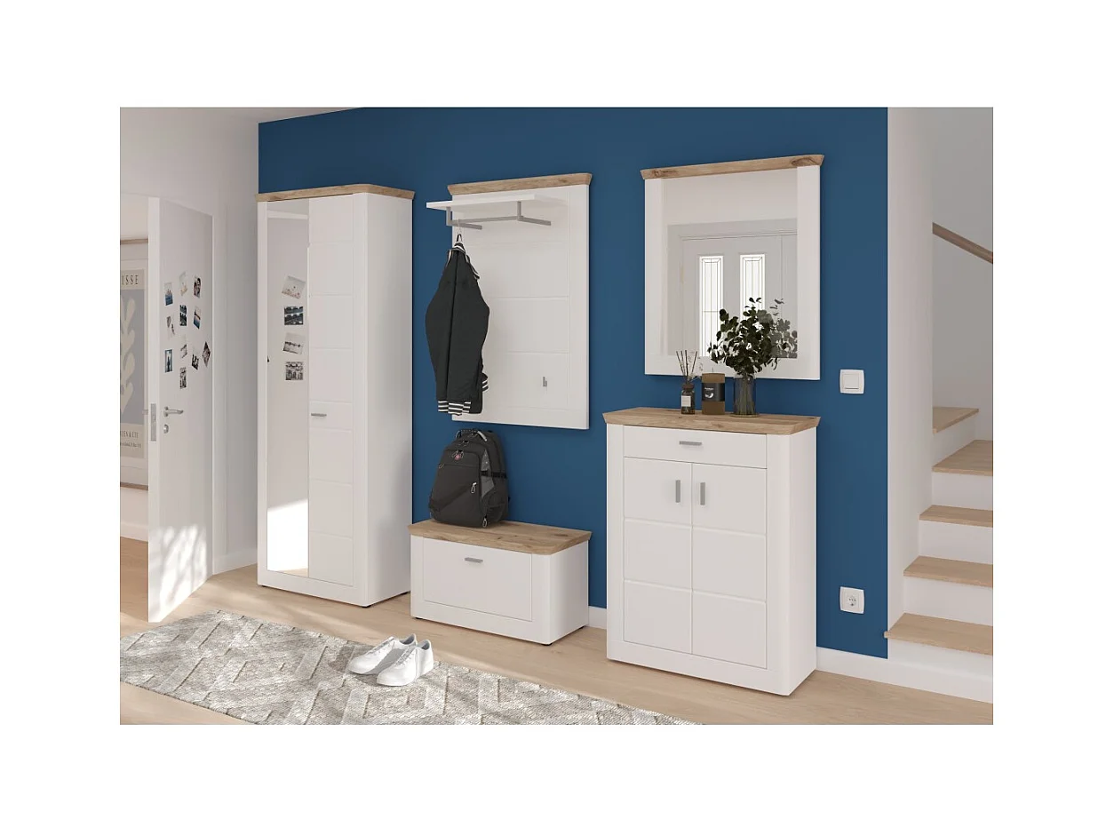 Espejo CAMPAGNA blanco y roble – 77x87 cm, estilo campestre