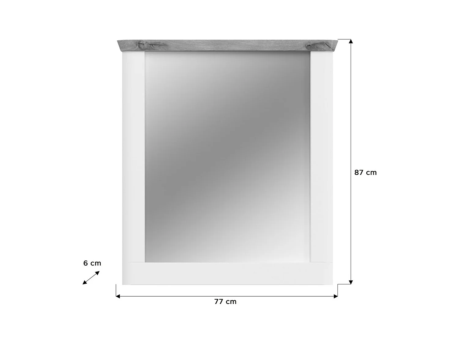 Espejo CAMPAGNA blanco y roble – 77x87 cm, estilo campestre