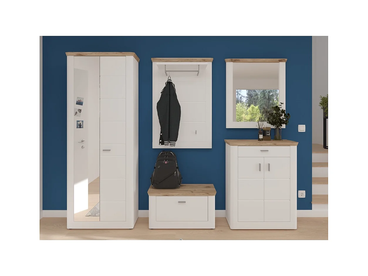 Espejo CAMPAGNA blanco y roble – 77x87 cm, estilo campestre