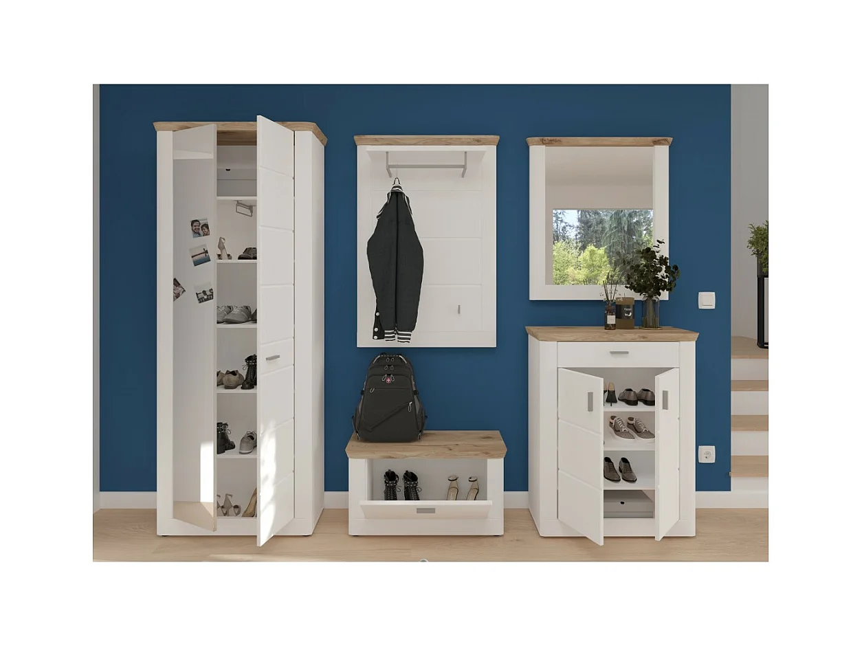 Espejo CAMPAGNA blanco y roble – 77x87 cm, estilo campestre