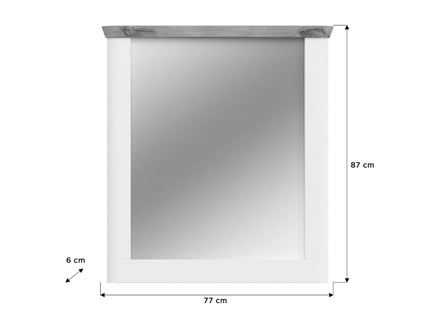 Espelho CAMPAGNA branco e carvalho – 77x87 cm, estilo campestre