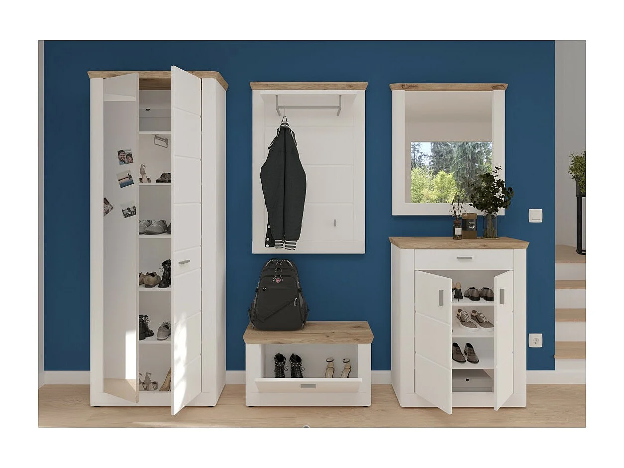 Espelho CAMPAGNA branco e carvalho – 77x87 cm, estilo campestre