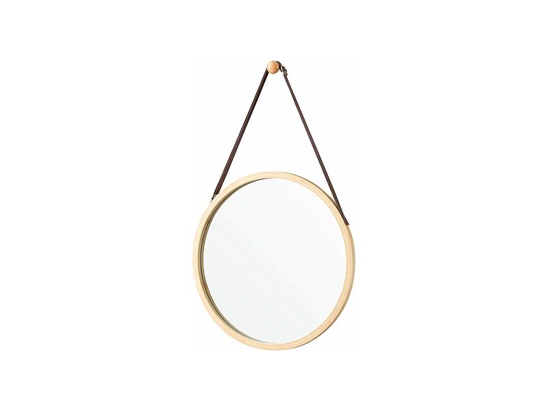 Espejo de pared con marco de bambú 35 cm 03_0007893