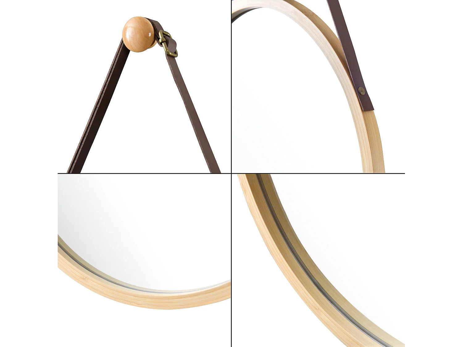 Specchio da parete con cornice in bambù 35 cm 03_0007893