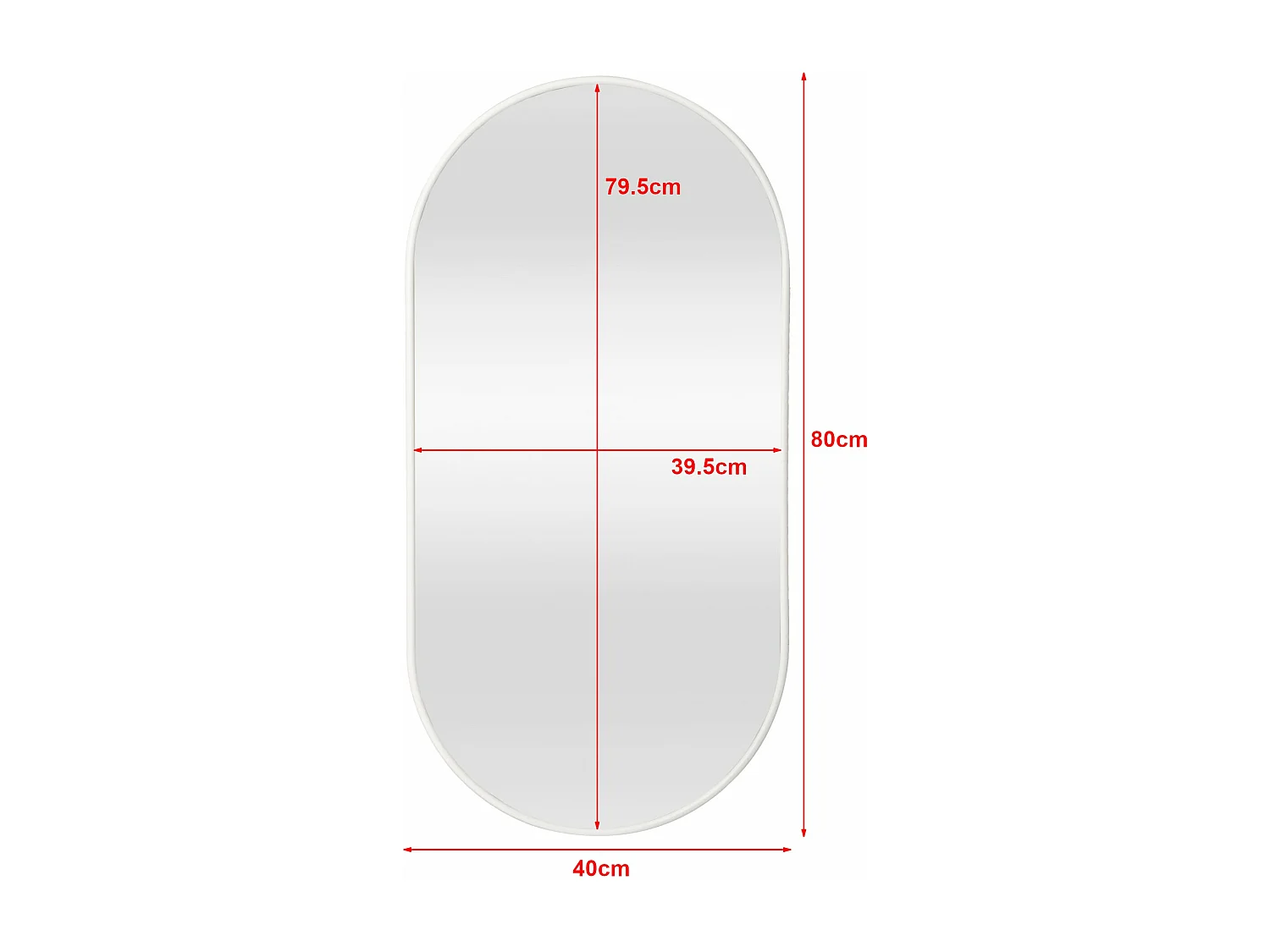Espelho de parede oval 40 x 80 cm branco fosco 03_0007954