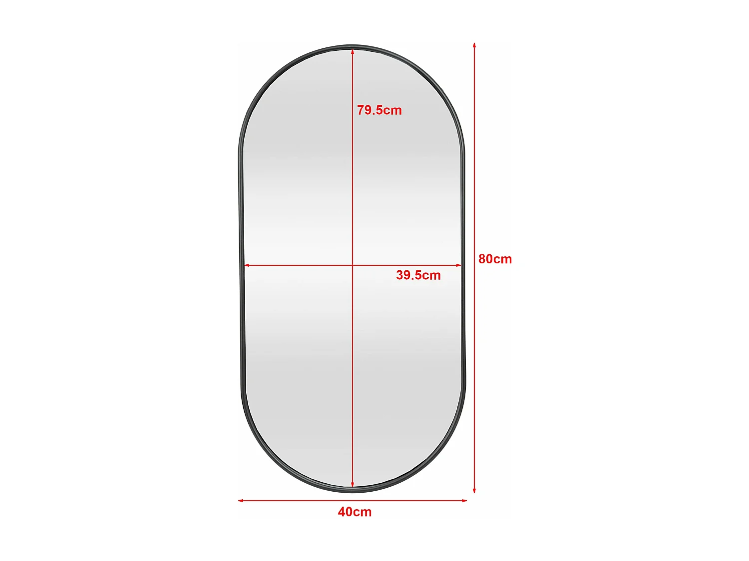 Espejo de pared ovalado 40 x 80 cm negro mate 03_0007957