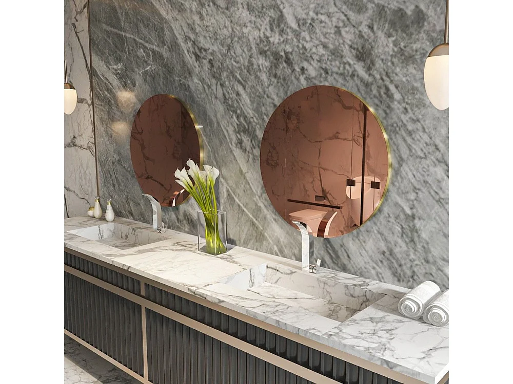 Espelho Ecológico Flotal-e - 70x70 cm - Elegante Design em Bronze e Dourado para sua Decoração Moderna