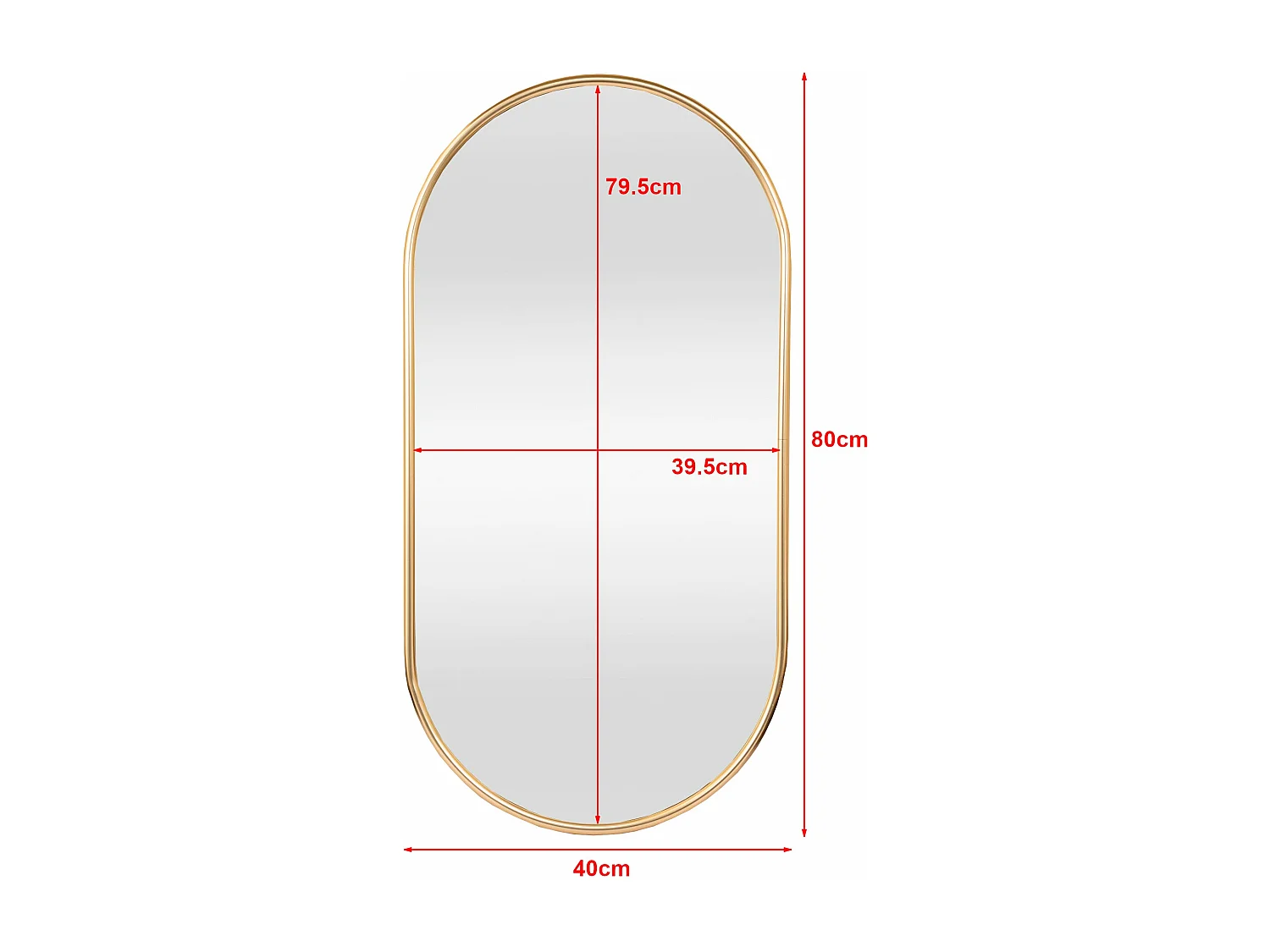 Espejo de pared ovalado 40 x 80 cm dorado 03_0007955