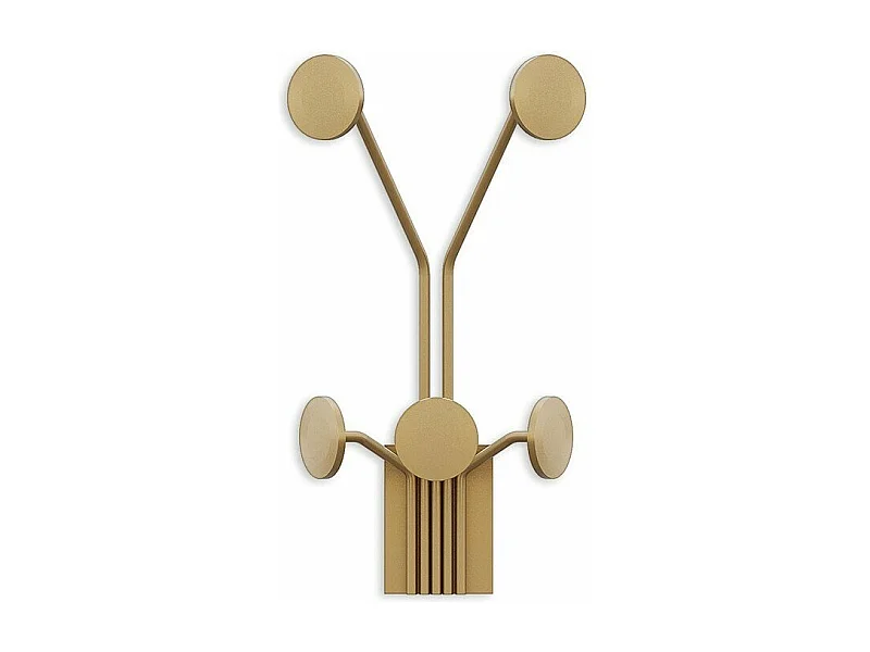 Kapstok voor aan de muur met 5 haken in goudkleurig metaal H40 cm – GIRAFFE