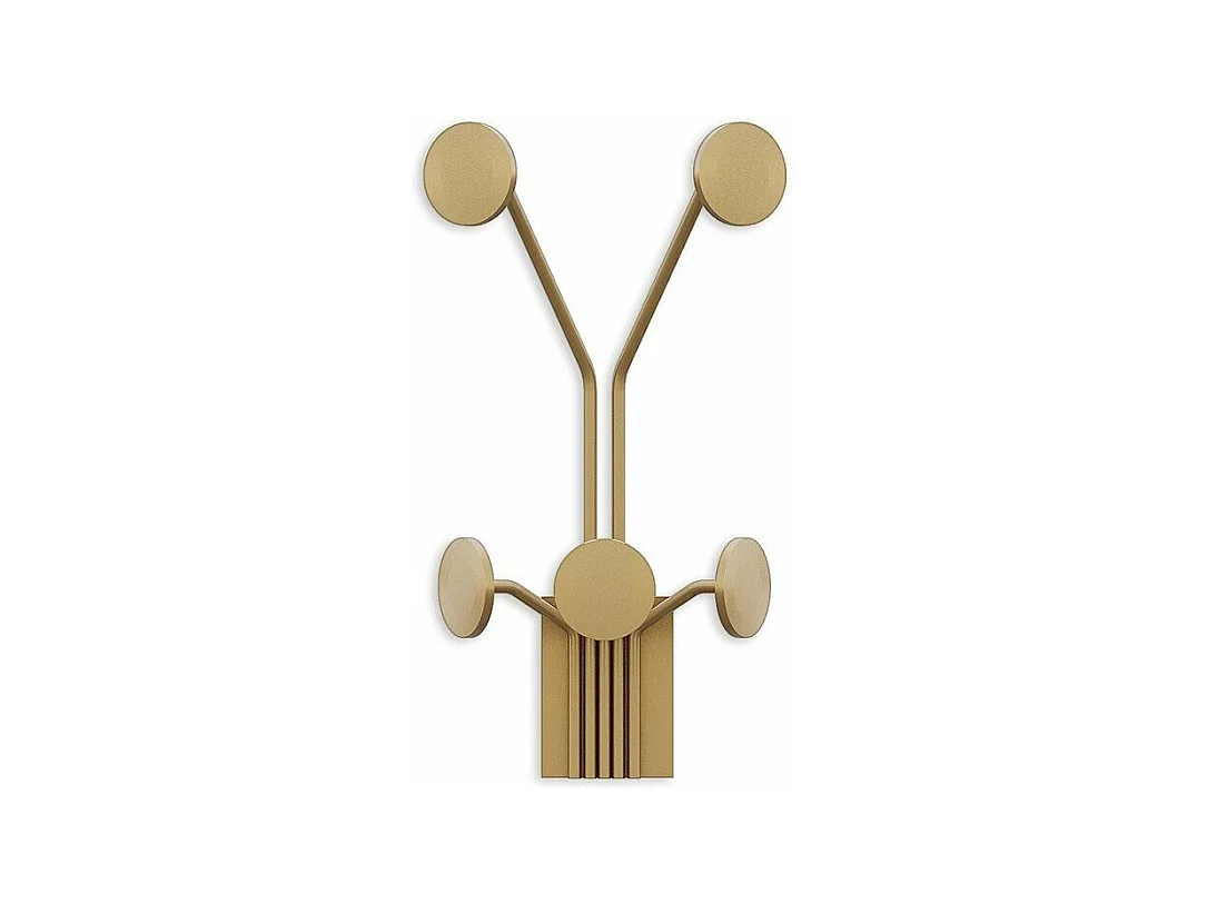 Kapstok voor aan de muur met 5 haken in goudkleurig metaal H40 cm – GIRAFFE