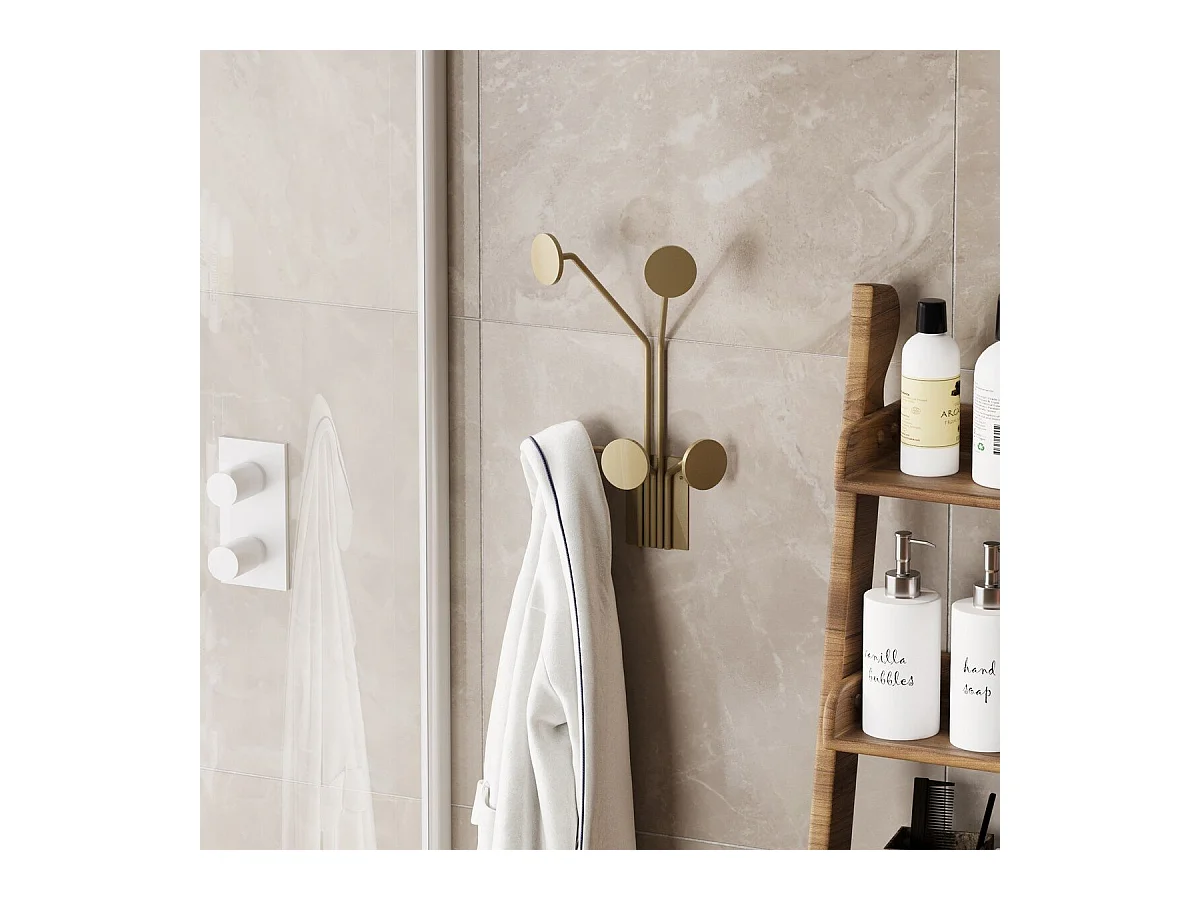 Kapstok voor aan de muur met 5 haken in goudkleurig metaal H40 cm – GIRAFFE